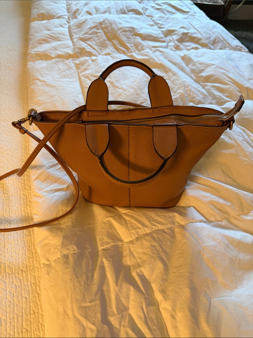 Banana Republic Cognac Pebbled Leather Shoulder Bag